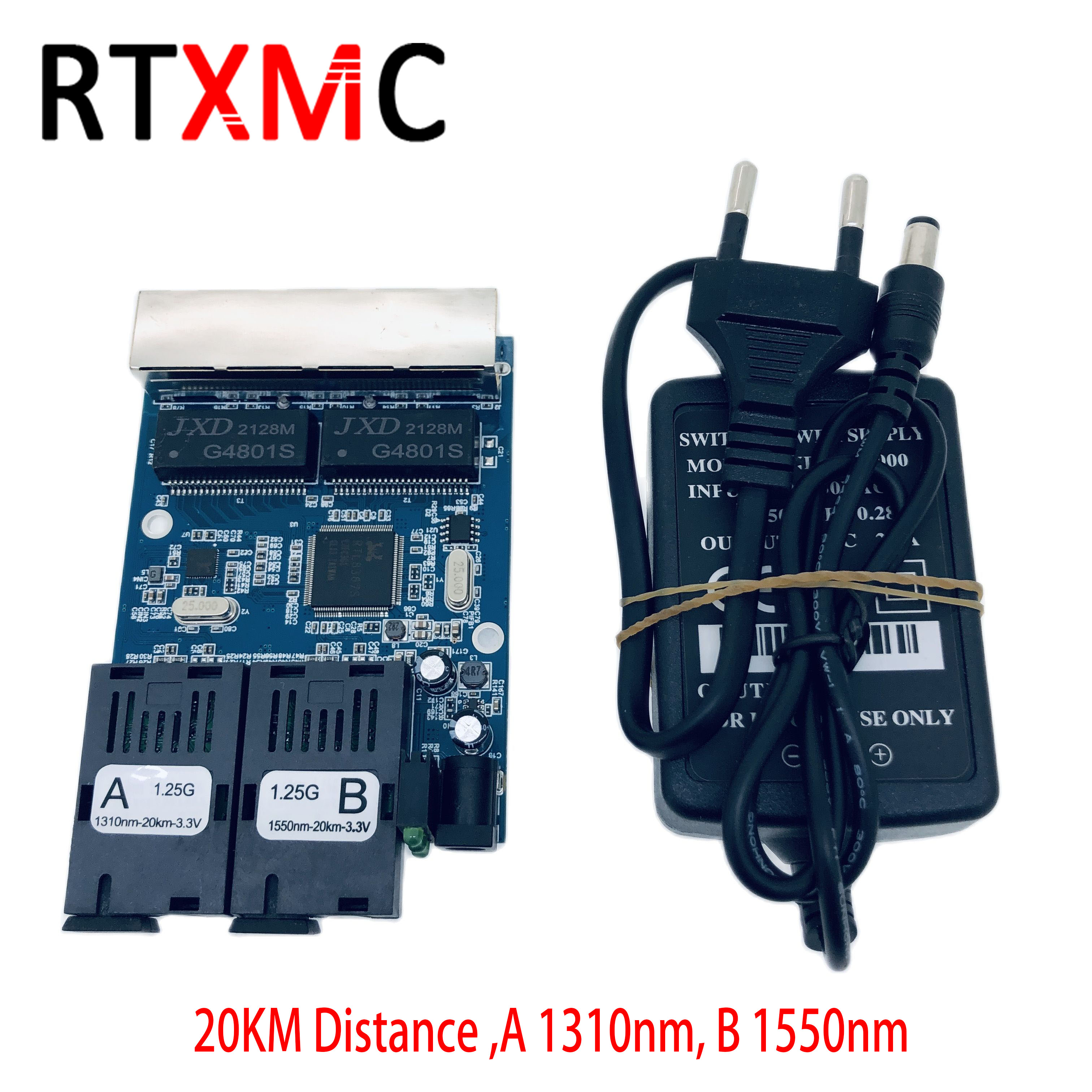Media Converter Switch 10/100/1000M Fiber Ethernet Transceiver 1.25G 2SC 4RJ45 2FO 4LAN Adapt Optic Fibre Optique Ottica Gigabit