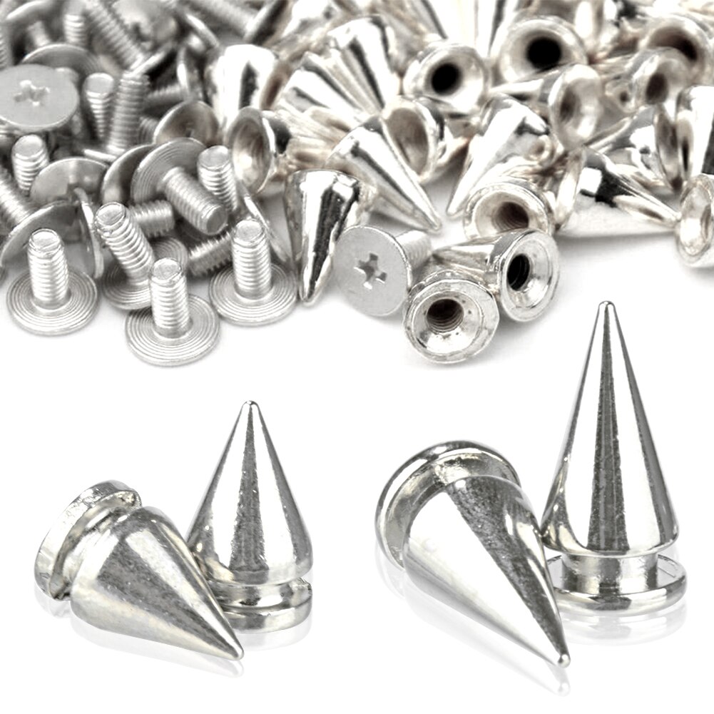 Remaches tipo bala plateados Para Ropa, tachuelas Punk de cuero, Parche de espinas, tachuelas Para Remaches, 10 Uds.