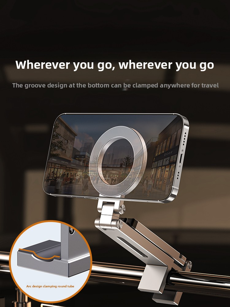 Hopfällbar magnetisk telefonstativhållare bärbar resestativ för iphone och android handsfree-videoinspelning på skrivbord/flygplan/tåg