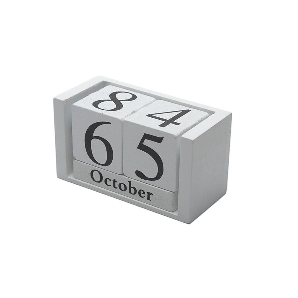 Wohnzimmer Planer DIY Schreibtisch Wiederverwendbare Schreibtisch Dekoration Heimat Sekretariat Dekor Holz Kalender Monat Datum Anzeige Holz Block: Weiß