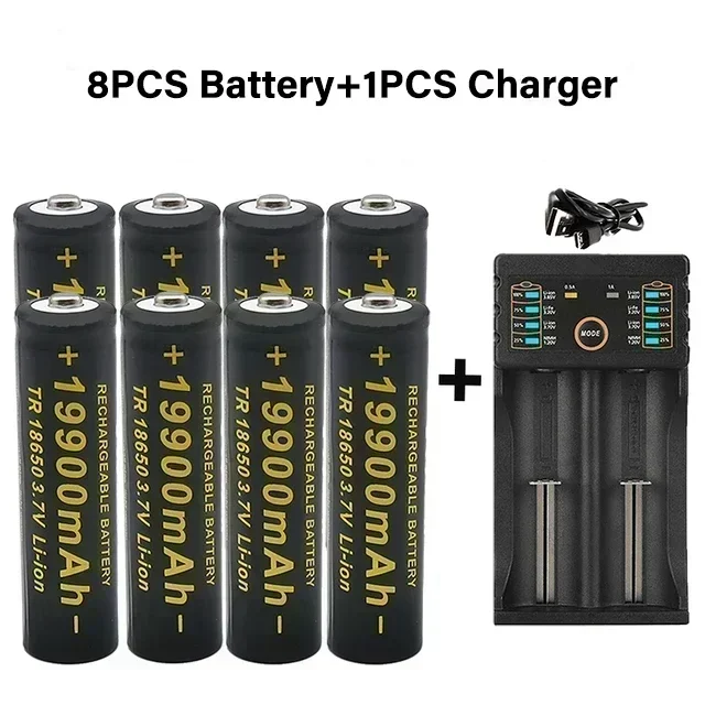 100% brand 18650 lithium battery flashlight with rechargeable battery 3.7V 19900mAh+201 charger for flashlights and other to: Blue