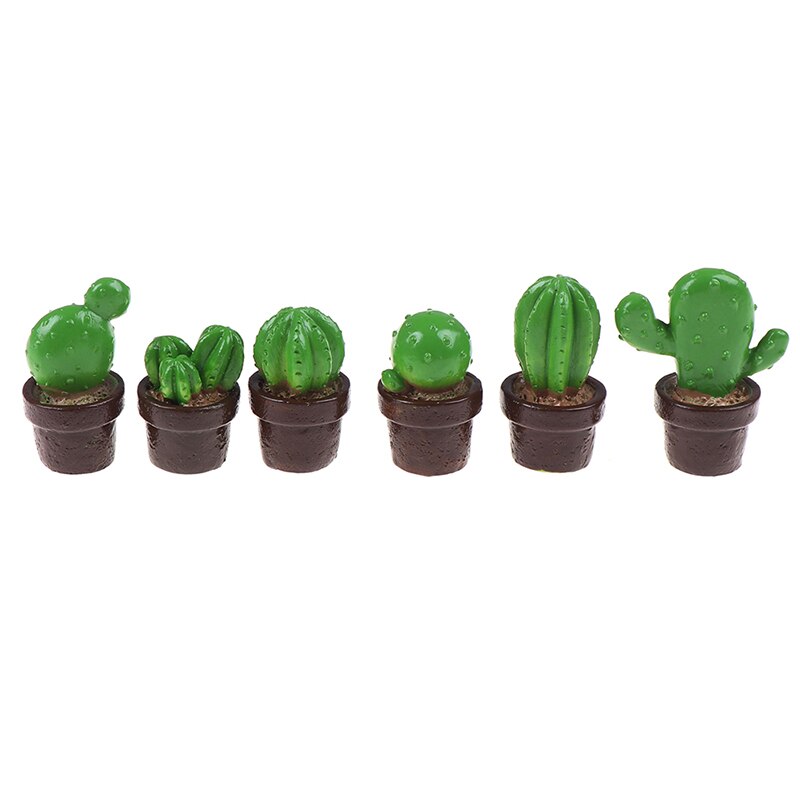 5Pcs Leuke Simulatie Ingemaakte Mini Groene Boom Ingemaakte Cactus Vetplanten Groene Plant In Pot Poppenhuis Voor 1:12 Dollhouse miniatuur