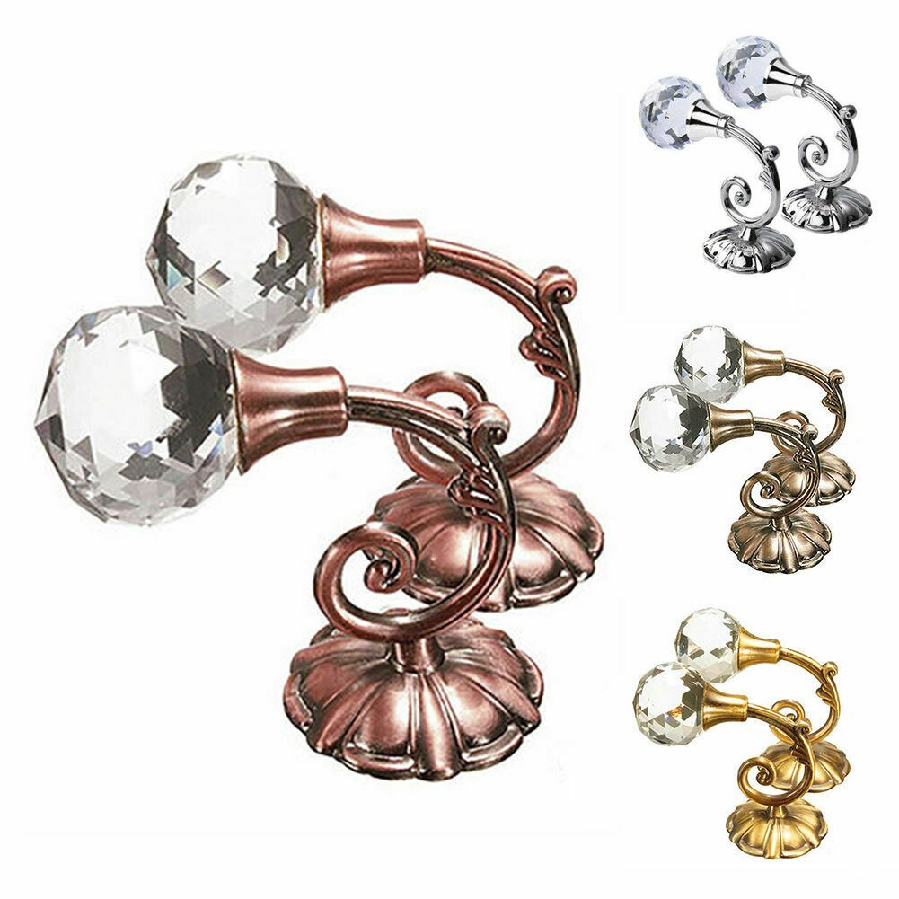 2 Stuks Grote Metalen Kristalglas Gordijn Holdback Muur Tie Terug Haken Hanger Houder Gordijn Staven Accessoires