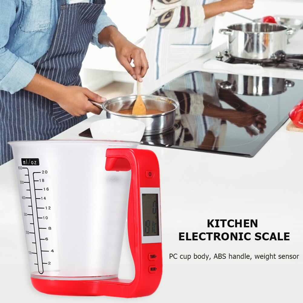 Portable Electronic Measuring Cup Kitchen Scales with LCD Display Plastic Digital Beaker Host Weigh Temperature Measurement Cups