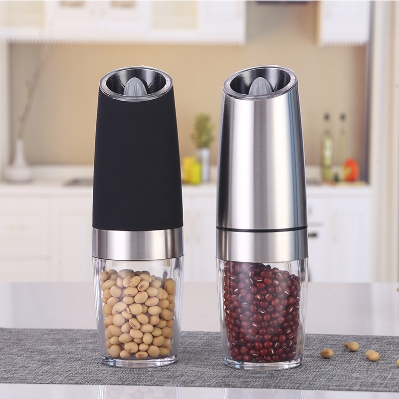 Electric Salt and Pepper Grinders Automatic Gravity Herb Spice Mill Adjustable Spices Grinder with LED Light Kitchen Tools