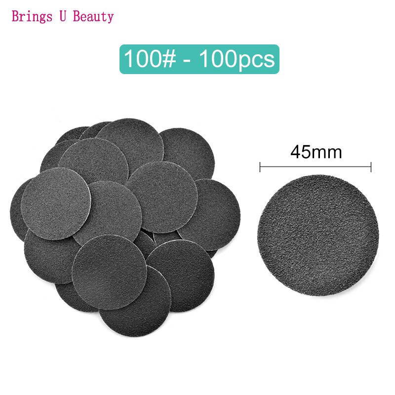 100pcs Disc Cuticle Callus Remove Tool For Electric Foot File Callus Hard Dead Skin Pedicure Tools Replaceable Sandpaper: 100pcs-100Grit-45mm