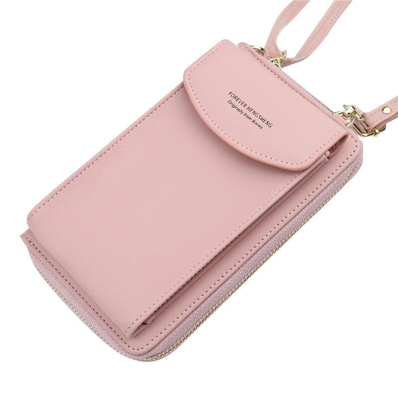 Women Wallet Messenger Bag women's Purse Buckle Zipper Bag Soft Leather Versatile women's Bag Shoulder Bag: Dark Pink