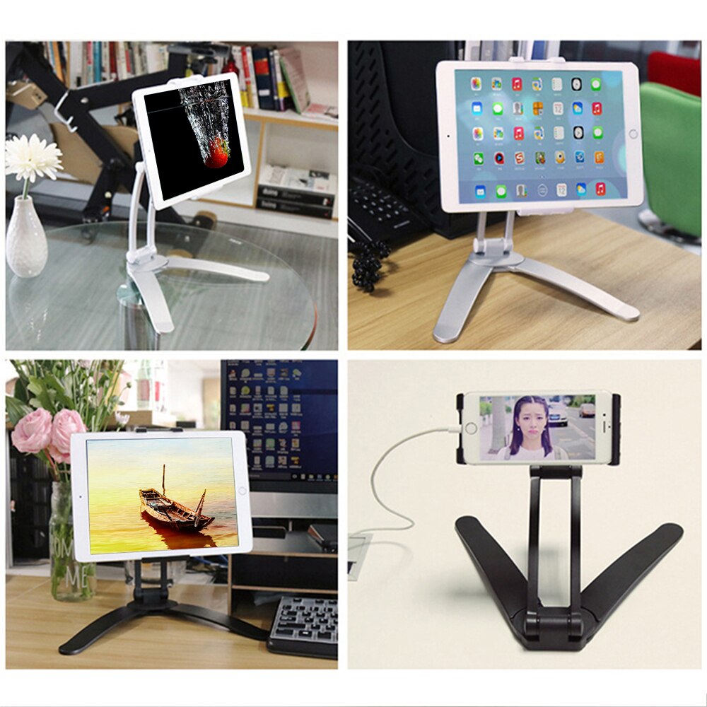 Kitchen Mobile Phone Holder Stand For IPhone IPad Adjustable Metal Desktop Tablet Holder Universal Cell Foldable Stand