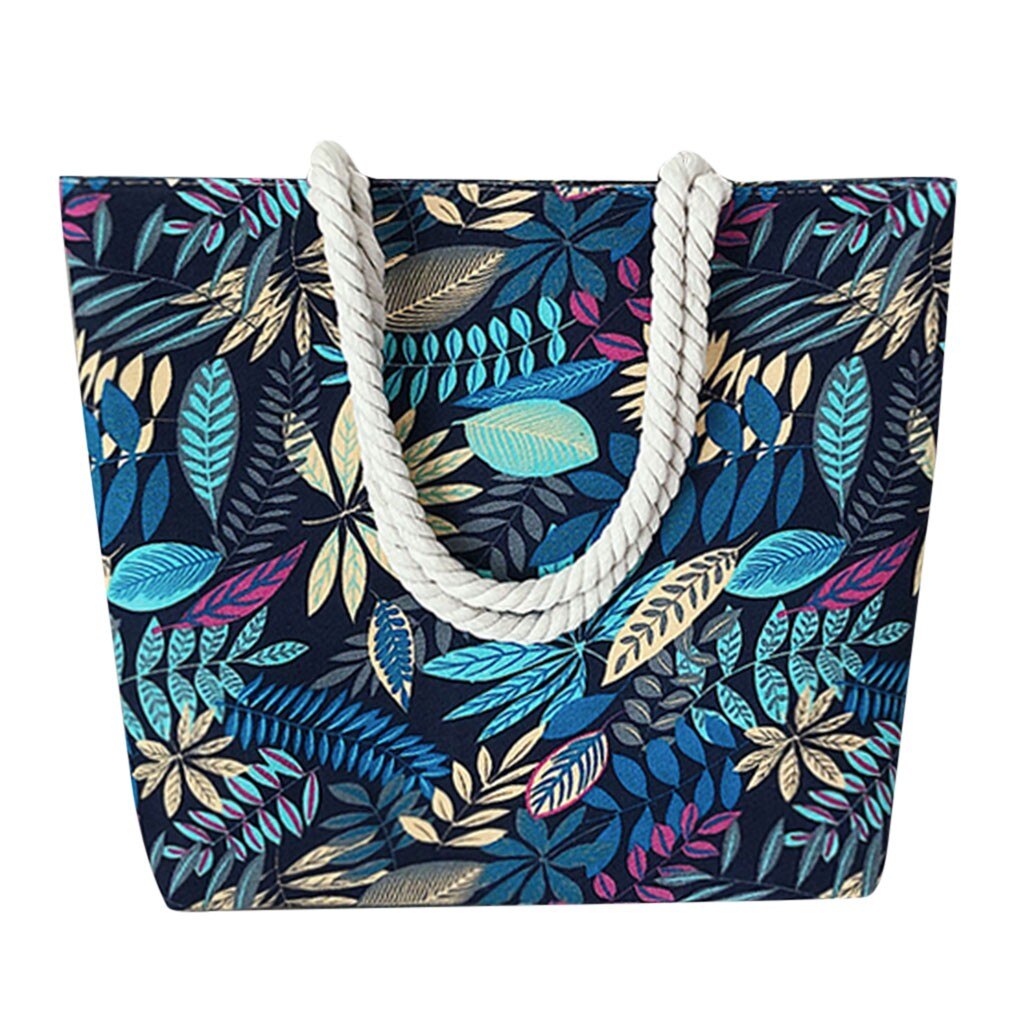 Bolsa de ombro da lona da grande capacidade do estilo bohemia do teste padrão da folha de eco: green