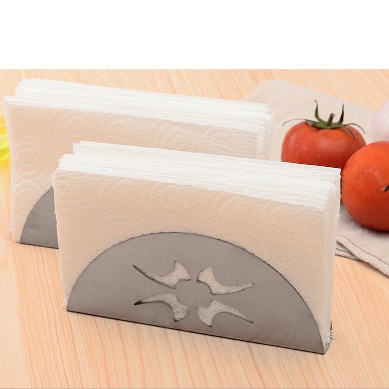 Stainless Steel Napkin Holder Fan Shaped Napkin Clip Napkin Rack Box Serviette Holder Organizer Tissue Dispenser Storage Case