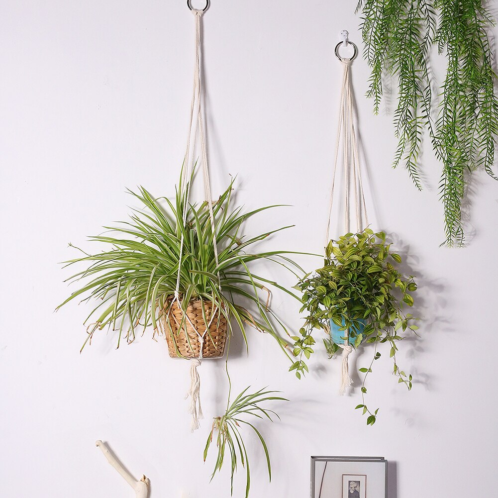 Colgador de macramé para plantas, Cestas colgantes para plantas, decoración Bohemia para el hogar, soporte para plantas de pared, cesta de cuerda, decoraciones para balcón