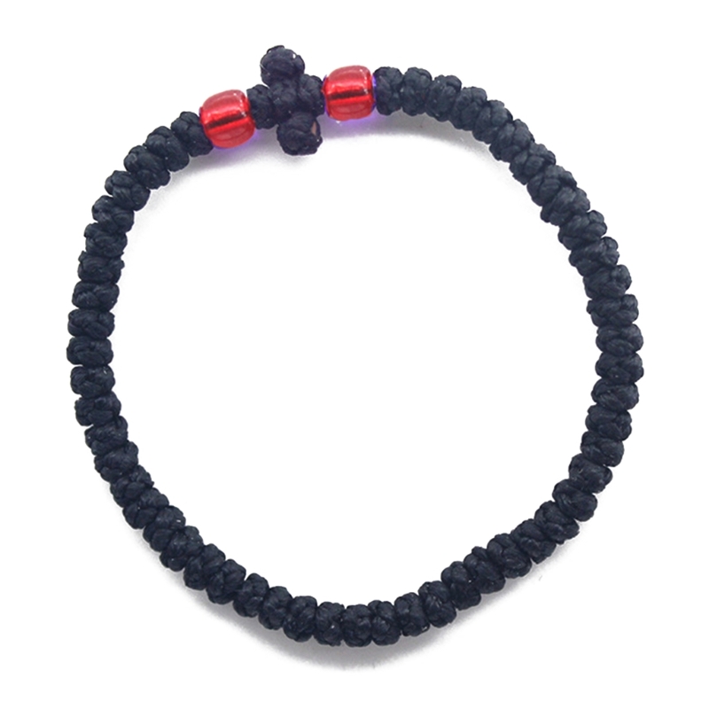 Pulsera cuerda oración ortodoxa única, cadena pulsera tejida cristiana griega griega: PLATEADO
