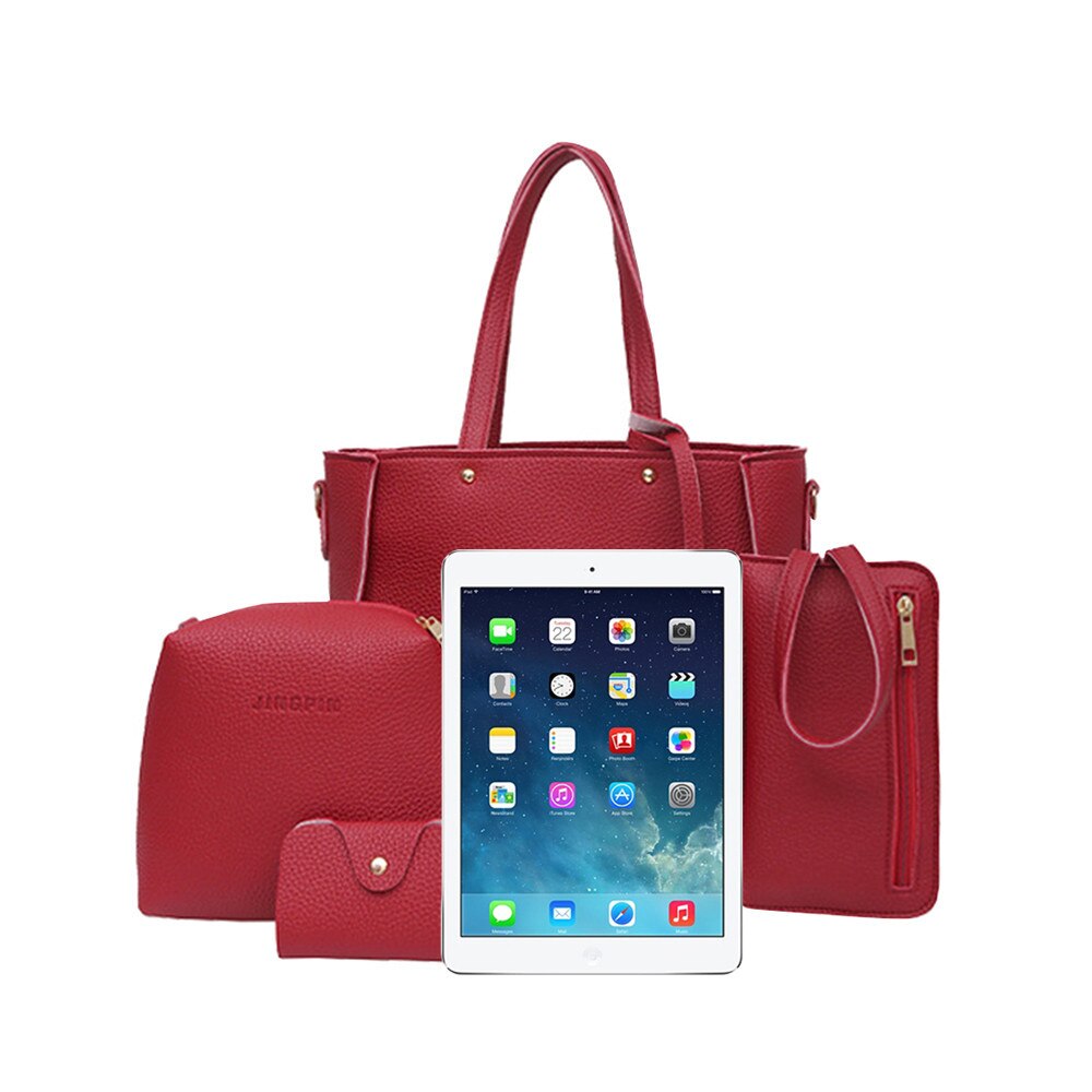 Women Four Set Handbag Shoulder Bags Four Pieces Tote Bag Crossbody Wallet Bags