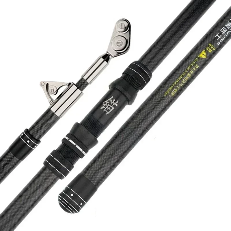 2.1M 2.4M Carbon Fishing Rod 50kg above Superhard Long Distance Throwing shot Rod Lure 50-800g Telescopic Sea Boat Fishing Rod: Red / 2.4 m