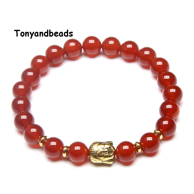 Natuursteen Kralen Armband Antieke Gouden Boeddha Charm Armbanden &amp; Bangle Voor Vrouwen Of Mannen Geen. NB4: Red Agate