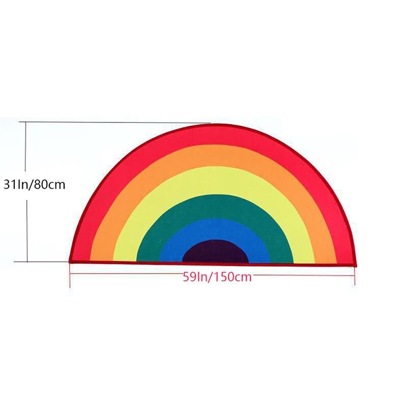 Regnbåge halvcirkel form matta hushålls regnbåge matta färgglad golvmatta dörrmatta för vardagsrum kök rum dekoration rekvisita: 80 x 150cm