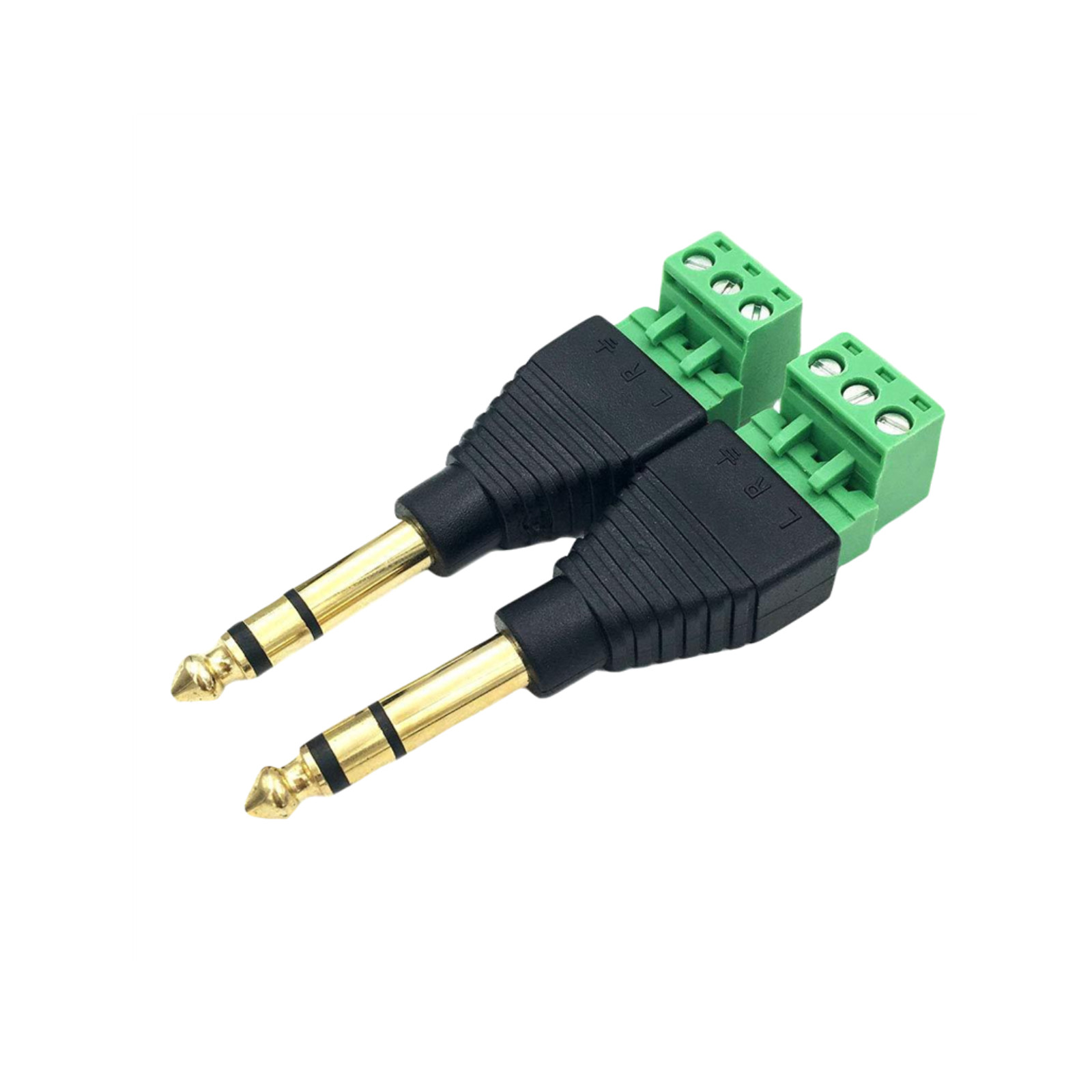 1x 6.35mm 1/4" Stereo TRS Male Plug To AV Screw Video Balun Terminal Adapter Gold Plated Connector
