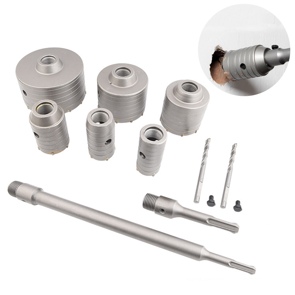 30-160mm SDS Plus Hammer Drills Wall Hole Saw Drill Bit set Cutter Tools with Round Shaft Concrete Cement Stone Hole Opener 1pc