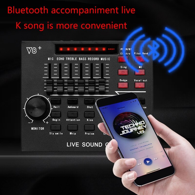 K3NB Audio Mixer Geluidskaart Usb Externe Sound Board Live Geluid Dsp Chip Ruisonderdrukkende Kits Compatibel Met De Meeste Muziek app