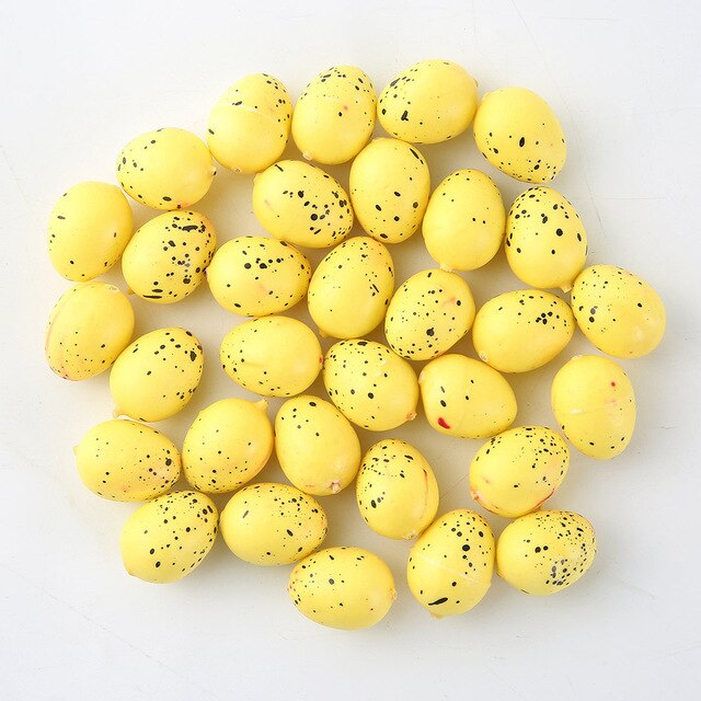 30 Stuks Foam Paaseieren Happy Easter Decoratie Geschilderd Vogel Duif Eieren Diy Craft Kids Party Decor Pasen Party levert: yellow / 30pc