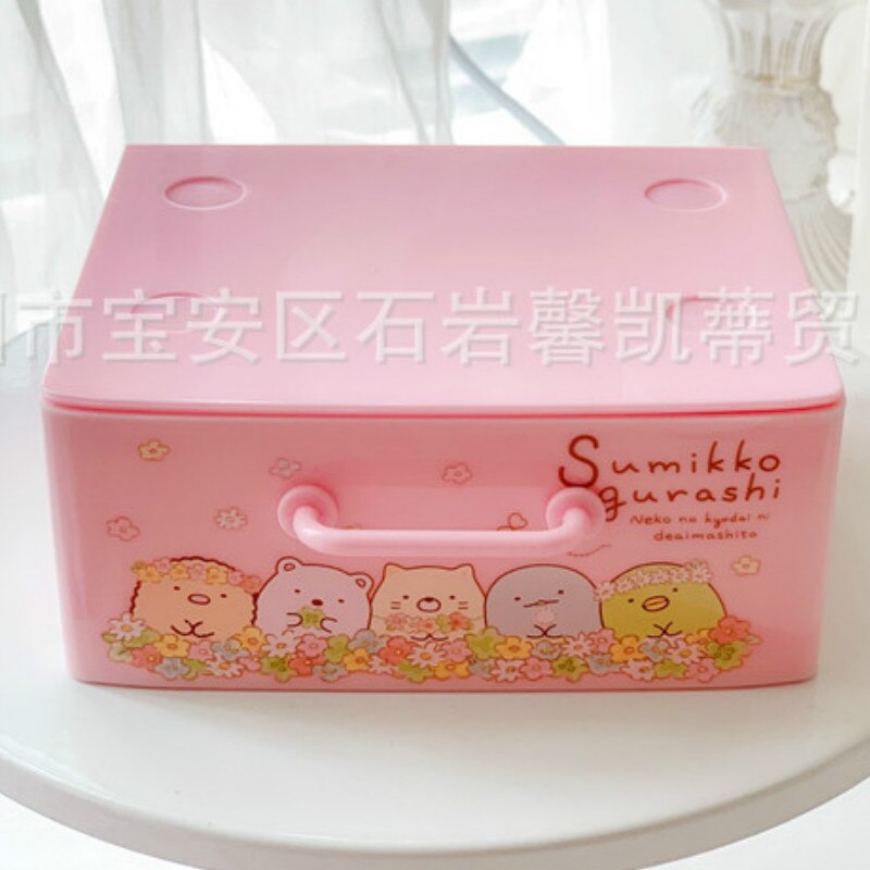 Śliczne Anime kreatywne pudełko na kosmetyki Cartoon Stars śliczne szuflada schowek torba na kosmetyki dziewczyny Kawaii pulpit sypialnia plastikowy Organizer: Sumikko Gurashi B