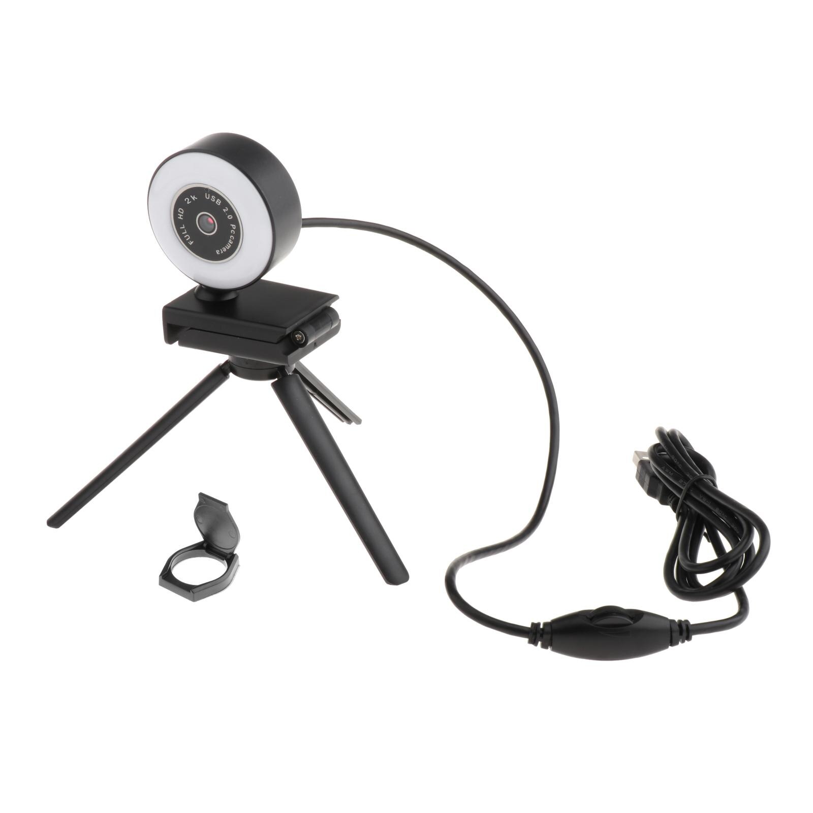 Webcam USB HD 2K/1080P, Autofocus, caméra Facetime avec Microphone et lumière