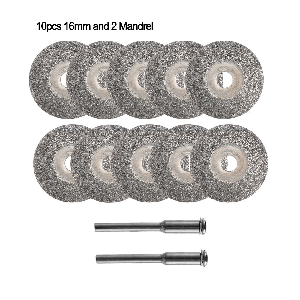 1/12 stücke 20-50mm Diamant Trennscheiben einstellen Glas Mini Jade Stein Kreissäge Klinge Schleifen schneiden Rad fliesen Schleif Dreh Werkzeug: 10Stck 16mm 2 Mandrel