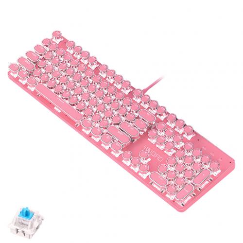 Juegos de teclado y ratón para chica, Teclado mecánico con cable para ordenador de escritorio, color rosa, Punk