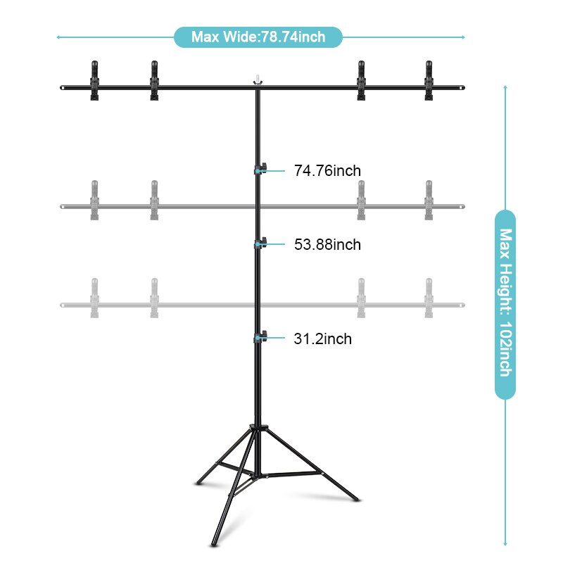 T Type Vorm Photo Studio Achtergrond Statief Ondersteuning Met Lente Clip Foto Achtergronden Voor Chroma Key Groen Scherm Fotografie