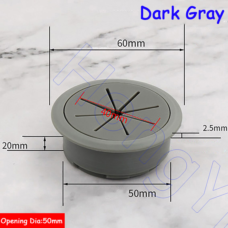 1 Stück 50 mm/53 mm/60 mm/80 mm Schreibtisch-Draht-Organizer, Kabelloch-Abdeckung, ABS + Gummi-Kabeltüllen für Büromöbel, Kabeldurchführung: gräulich Braun