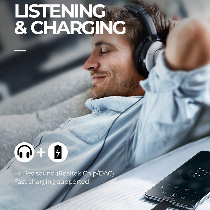 2 in 1 usb c  to 3.5mm kuulokesovitin, pd pikalataus, korkearesoluutioinen ääni, yhteensopiva google pixel 4/4 xl/3/3 xl/2/2 xl, for ga:n kanssa