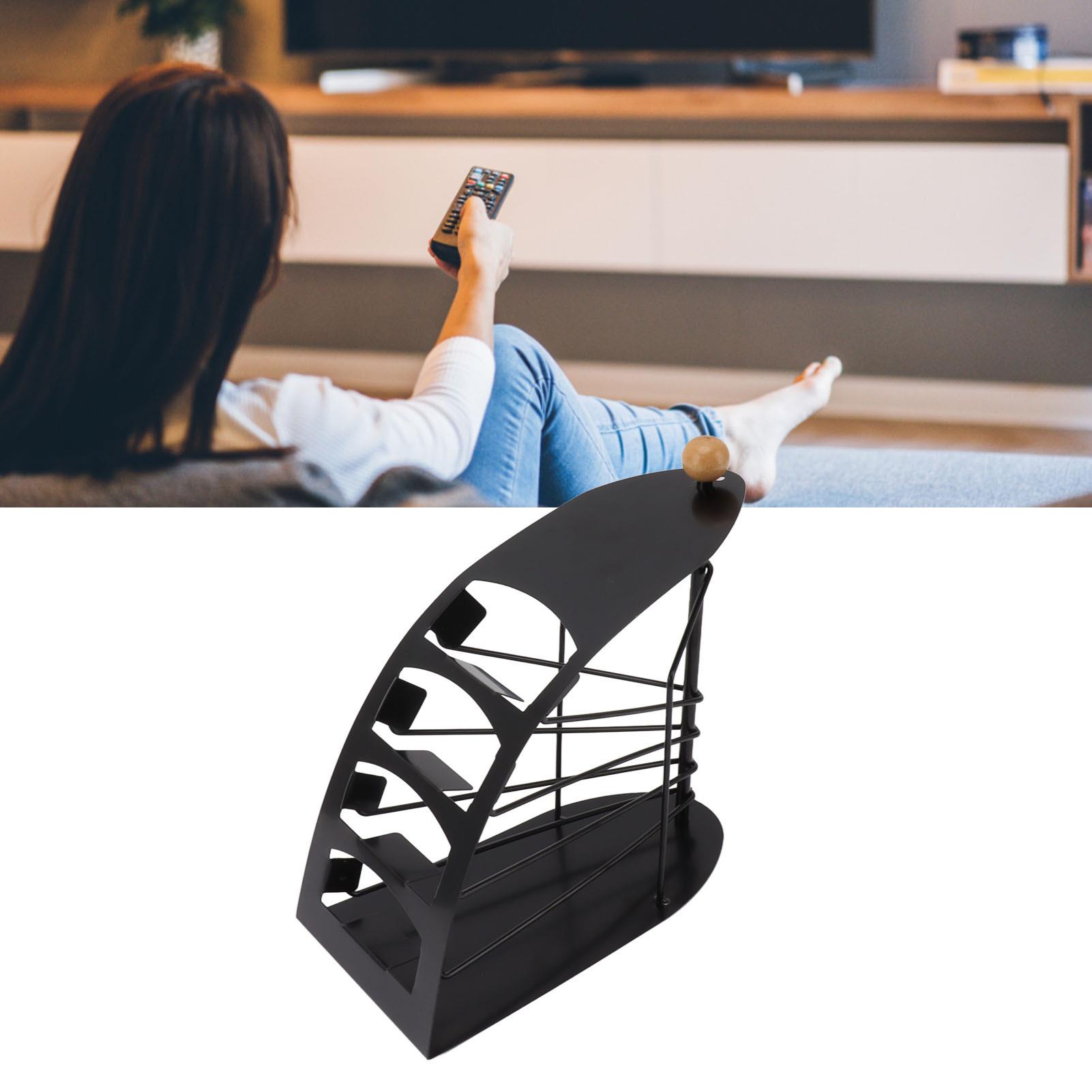 Compact Remote Control Organizer Box with 4 Compartments - Stylish Curved Storage Rack for home