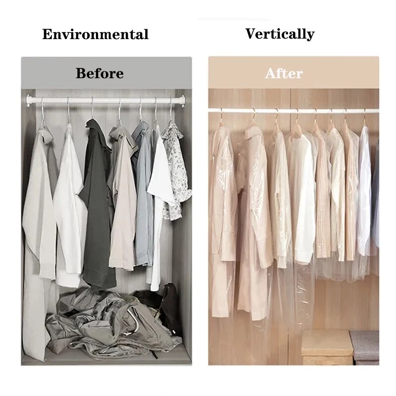 5Pcs Stofdicht Bescherm Cover Kleding Tassen Opslag Transparante Opslag Voor Kledingstuk Pak Jurk Stofdicht Stofkap 50X75cm