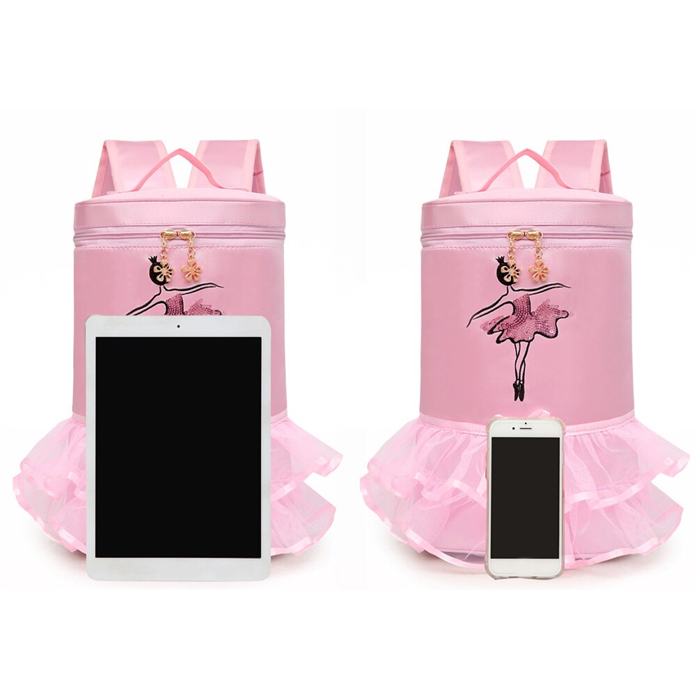 Girls Ergonomic Cute Bow Tie Ballet Dance Lace Backpack Adjustable Strap Kids Latin Dance Tote Bags Costume Clothes Shoes Dress