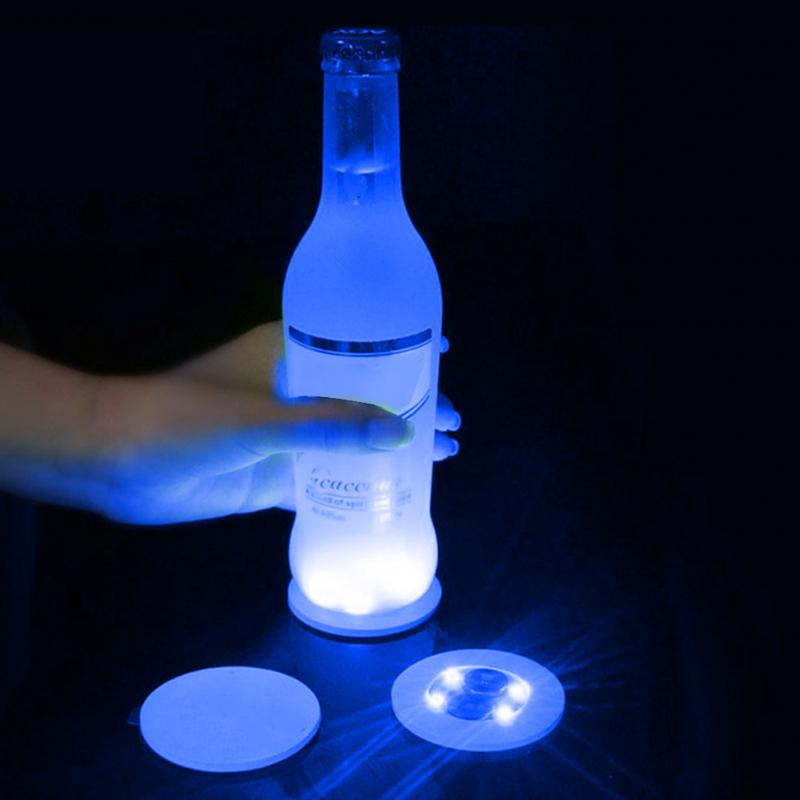 LED Coasters Foam 3 Modes 4 Lights Color Changing Battery Powered Flat Stable Core Board Slightly Cushioned Bar Nightclub Party
