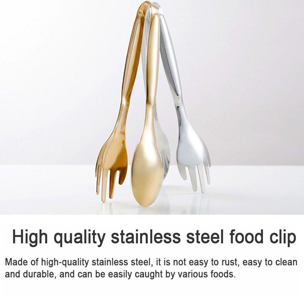 Mattang i rustfritt stål gull splint kjøkkenutstyr buffet matlagingsverktøy bbq klips brød biff tang klips kjøkken tilbehør