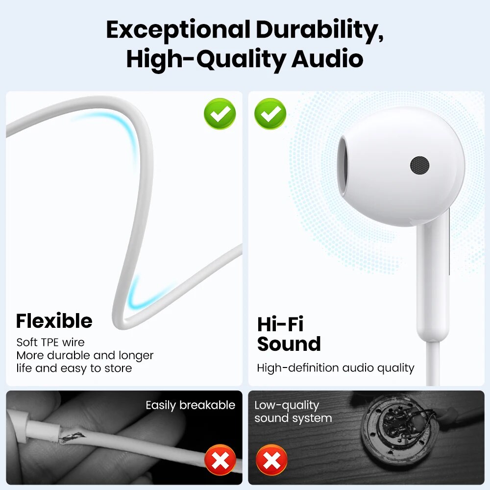 TOPK Earphone In-Ear Volume Control with Microphone 3.5mm Jack Universal for iPhone Android