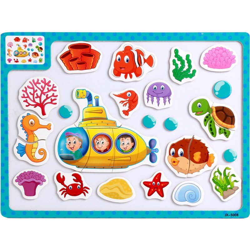 Children's educational preschool toys large children magnetic wooden wooden jigsaw puzzle cartoon puzzle cognitive teaching aids