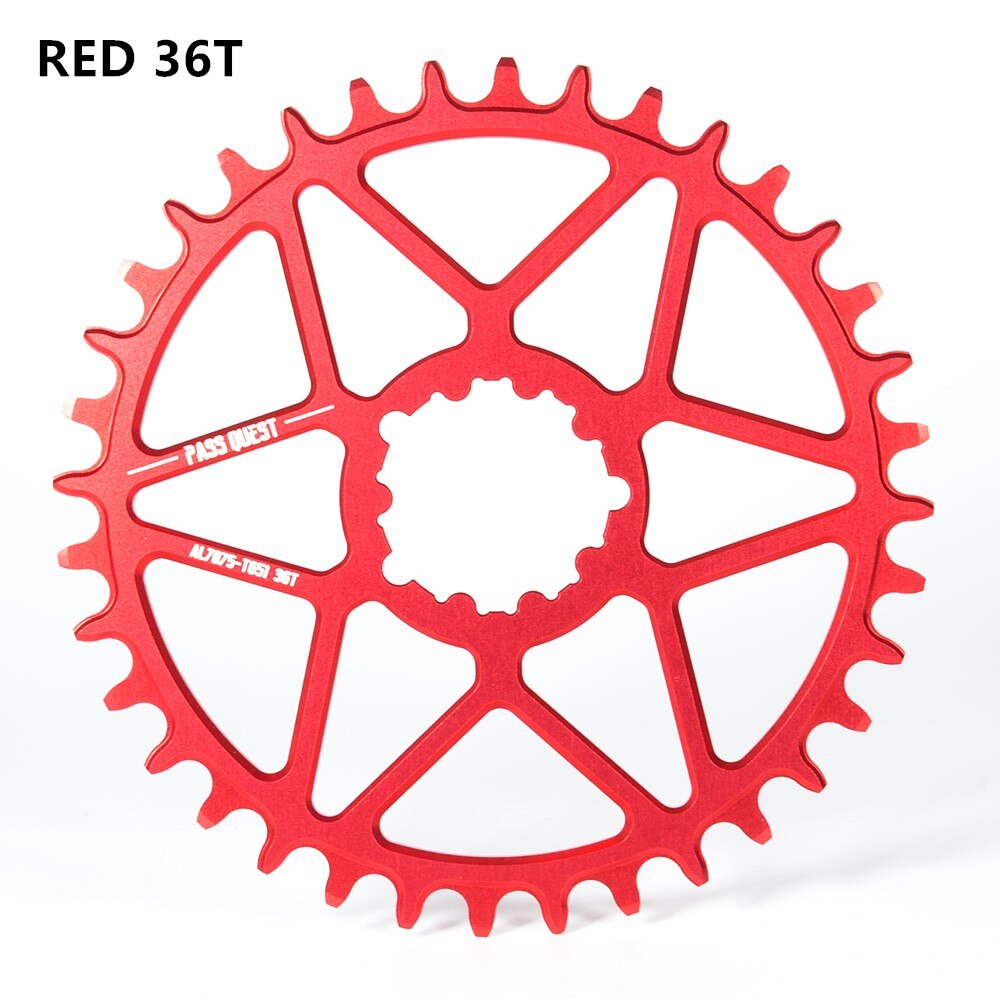 PASS QUEST SRAM gx xx1 eagle GXP round mountain bike narrow sprocket 30-44T bicycle bicycle sprocket 0mm offset crank 7075 alum: RED 36T