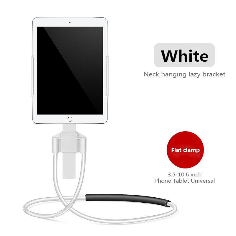 Flexible Mobile Phone Holder Tablet Holder Hanging Neck Lazy Necklace Bracket Bed 360 Degree Phones Tablet Holder Stand: white tablet type