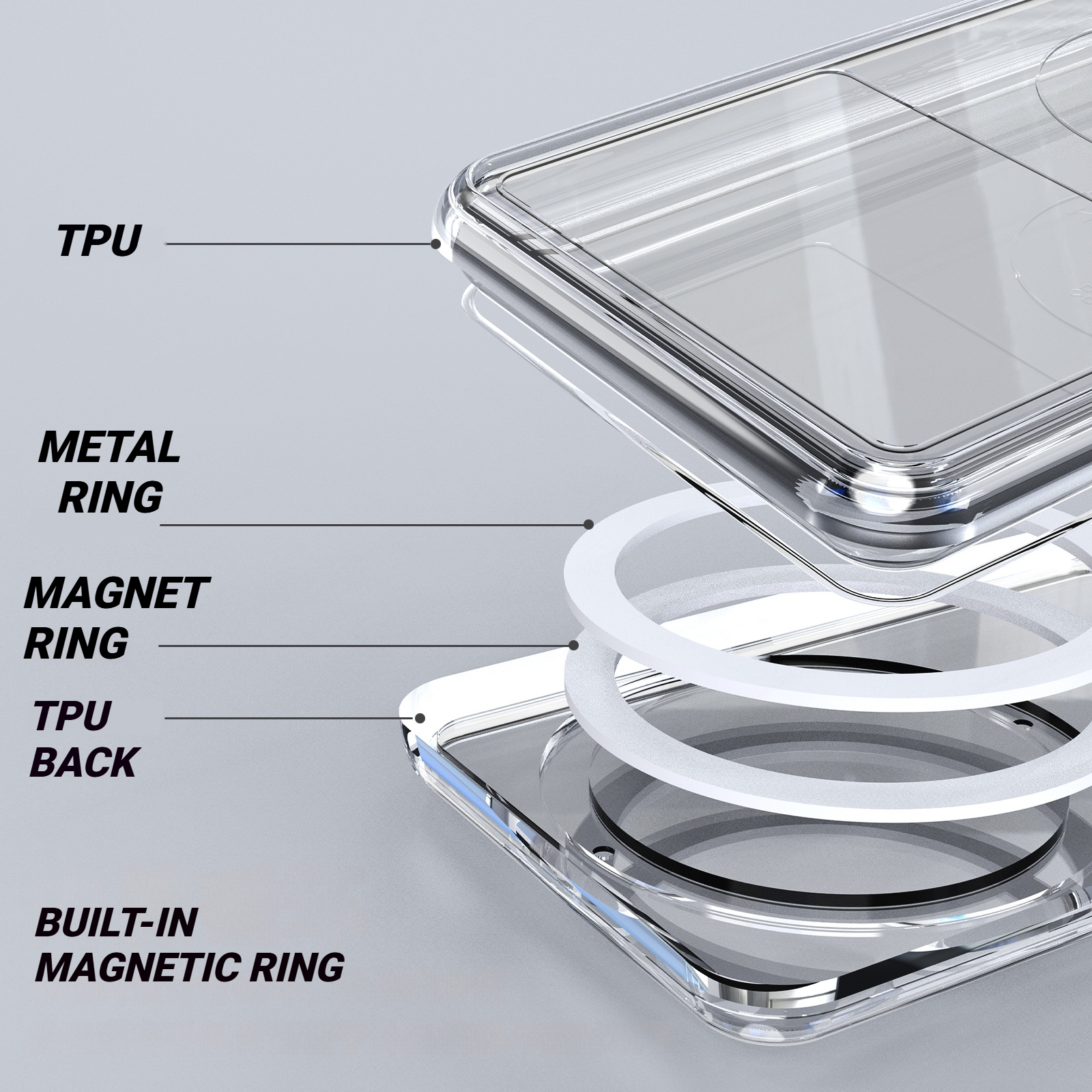 For INNIOASIS Y1 Magnetic Ultra-Thin Clear TPU Case Portable MP3 Player Cover Supports MagSafe Charging