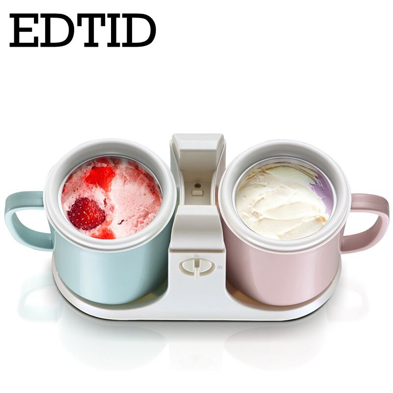 Edtid Huishoudelijke Mini Dubbele Emmer Ijs Machine Thuis Gemaakte Machine Automatische Yoghurt Machine Diy Ijs Maker Voor kinderen