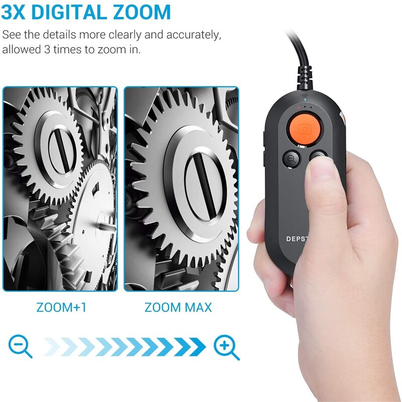 Depstech 2.0mp 5.0mp wifi endoskop hd inspektionskamera trådløst slangekamera 6 led borescope til android & ios