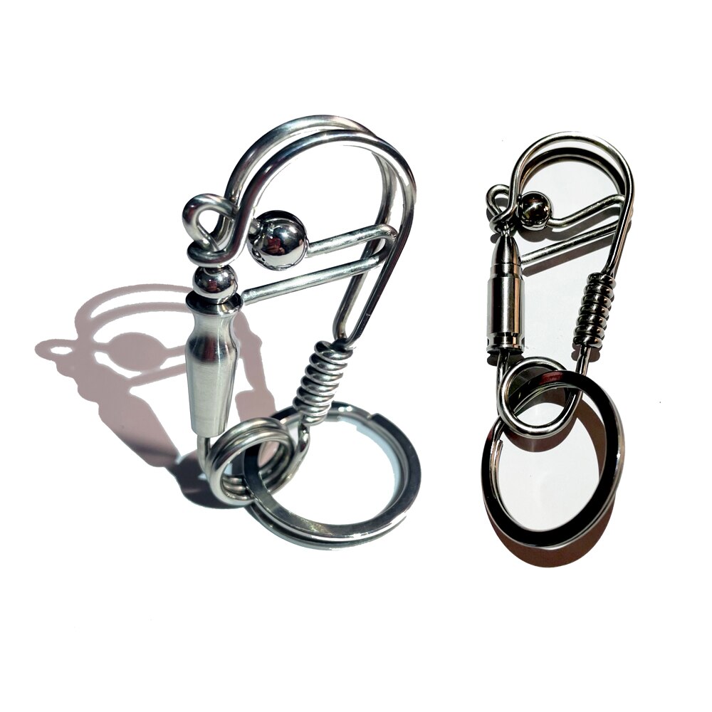 Hand Gewikkeld Unieke Creatieve Fijne Biker Roestvrij Staaldraad Snap Clip Hook Carabiner Sleutelhanger Sleutelhanger Sluiting Voor Vrouwen mannen