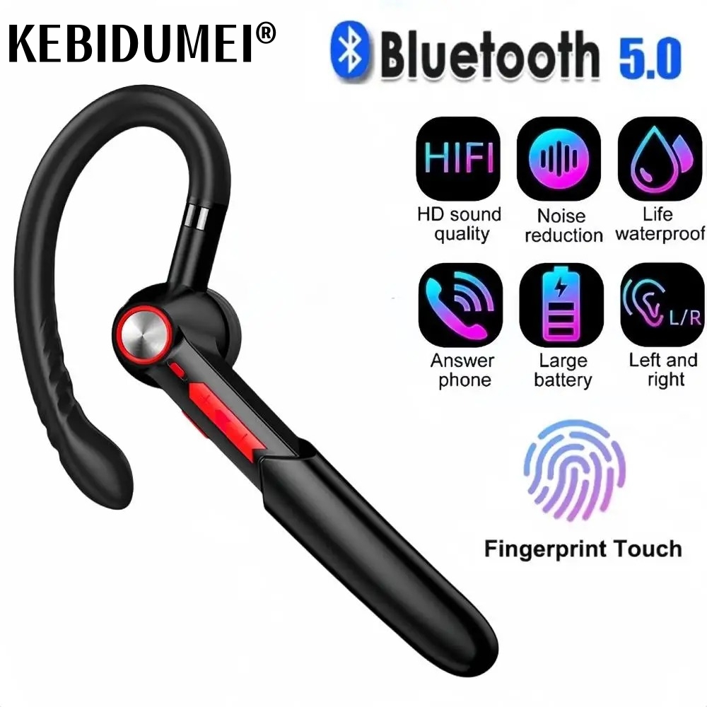 Business-Kopfhörer Bluetooth 5.0 Freisprecheinrichtung, kabelloser Kopfhörer, Stereo-Musik-Ohrbügel-Headset mit Mikrofon für Fahrbesprechungen