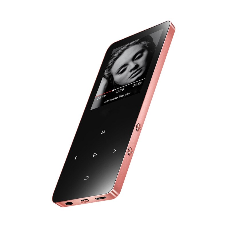 Lecteur MP4 Bluetooth avec lecteur Mp4 en métal média Portable Slim baladeur 8 GB avec touches tactiles écran 1.8 pouces Radio Fm vidéo Mp4: Rose