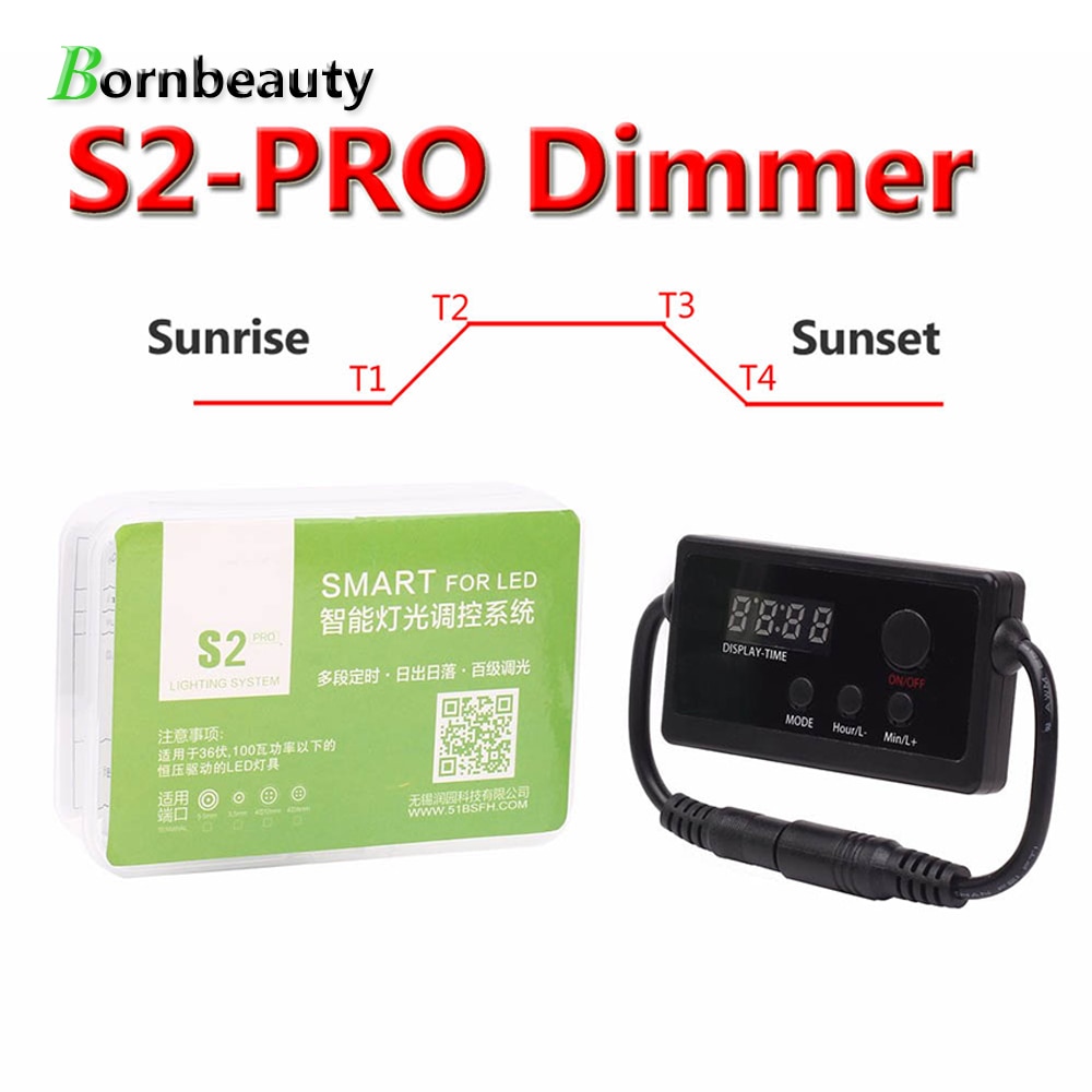 S2 PRO Aquarium LED Light Controller Dimmer Modulator with LCD Display for Fish Tank Sunrise Sunset Intelligent Timing Dimming S