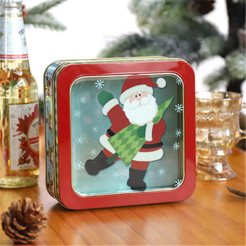 Emballage de noël en fer, boîte à bonbons, joyeux noël, bonhomme de neige, fête, décoration de bonbons Cookies faits à la main: J