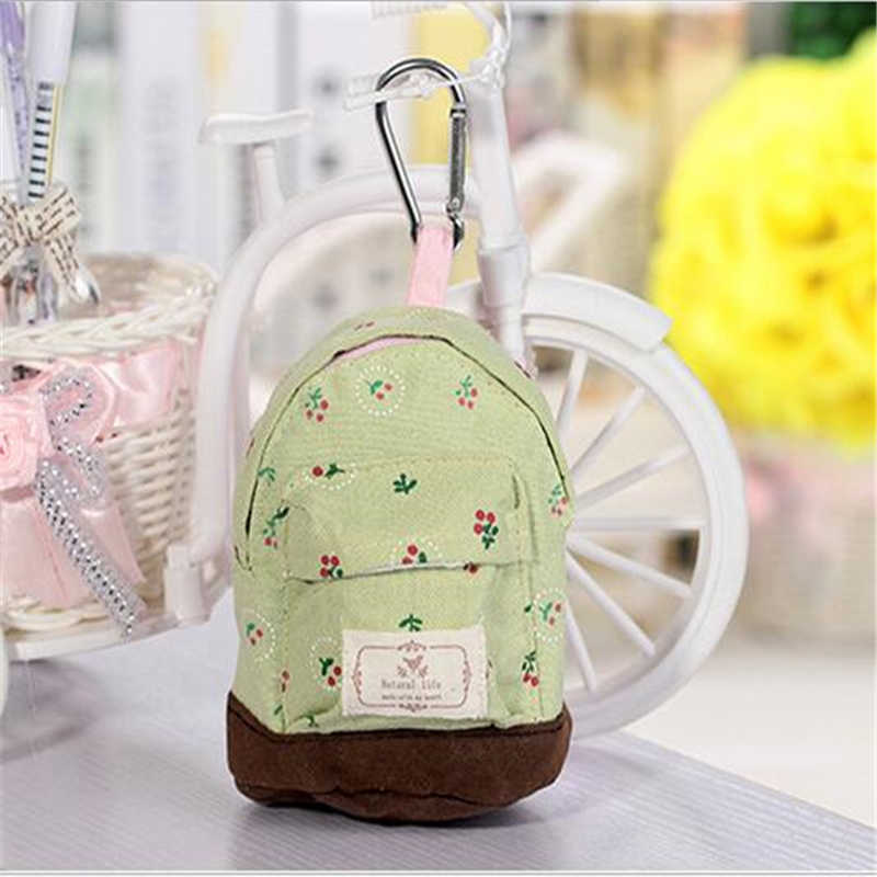 Nette Mini Leinen Rucksack Keychain Kleine Tasche Schlüsselanhänger Frische Farbe Geldbörse Für Frau Tasche Anhänger Kinder Spielzeug: Green