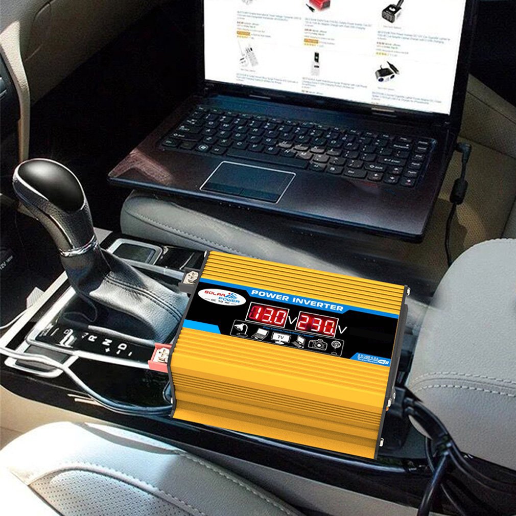 4000W Digital Car Inverter 12V To 220V Modified Sine Wave Inverter Voltage Converter + Lcd Display